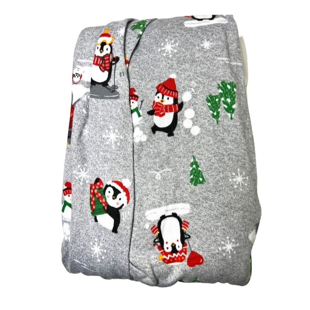 SOLD Cuddl Duds Womens Gray Penguin Snow Queen Knit Pockets Pajama 2 Pc Set Sz - Picture 4 of 11